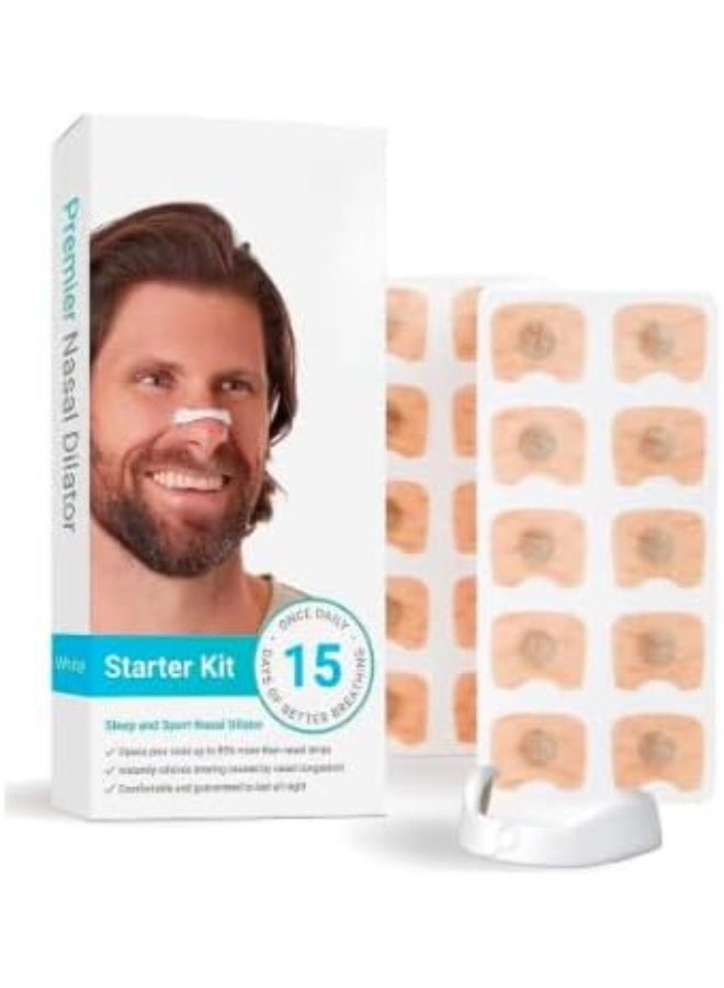 Premium Nasal Dilator Strips, 15 Count, Anti-Snoring Sleep Aid, Congestion Relief (White) - Image 1