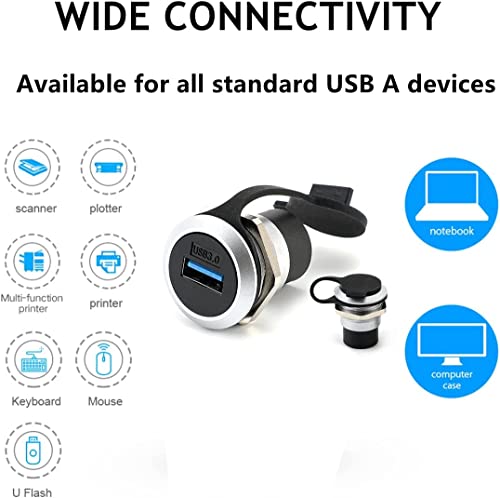 PENGLIN 5PCS USB 3.0 Panel Mount Coupler, USB 3.0 Panel Mount Connector Female to Female Bulkhead Extension Adapter with Water/Dustproof Cap - Image 4