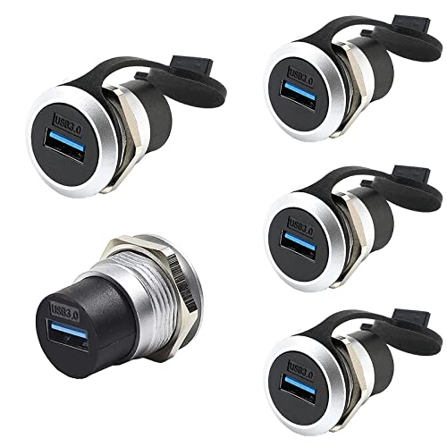 PENGLIN 5PCS USB 3.0 Panel Mount Coupler, USB 3.0 Panel Mount Connector Female to Female Bulkhead Extension Adapter with Water/Dustproof Cap - Image 1