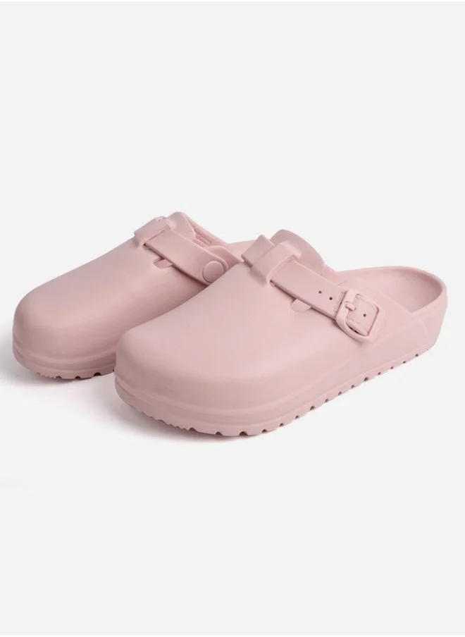 Sneak-a-Peek Buckle Detail Comfort Clogs by Styli