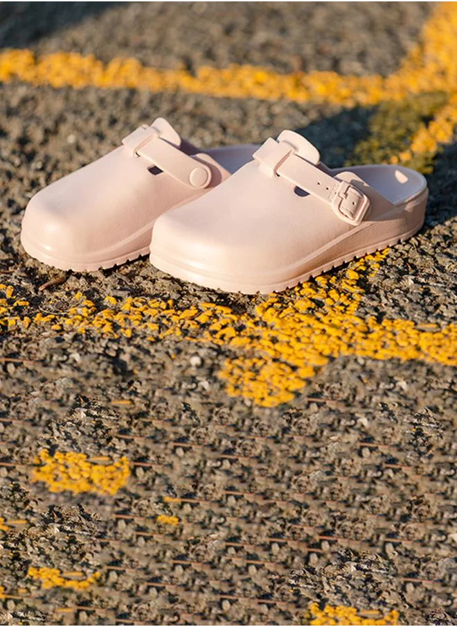 Sneak-a-Peek Buckle Detail Comfort Clogs by Styli