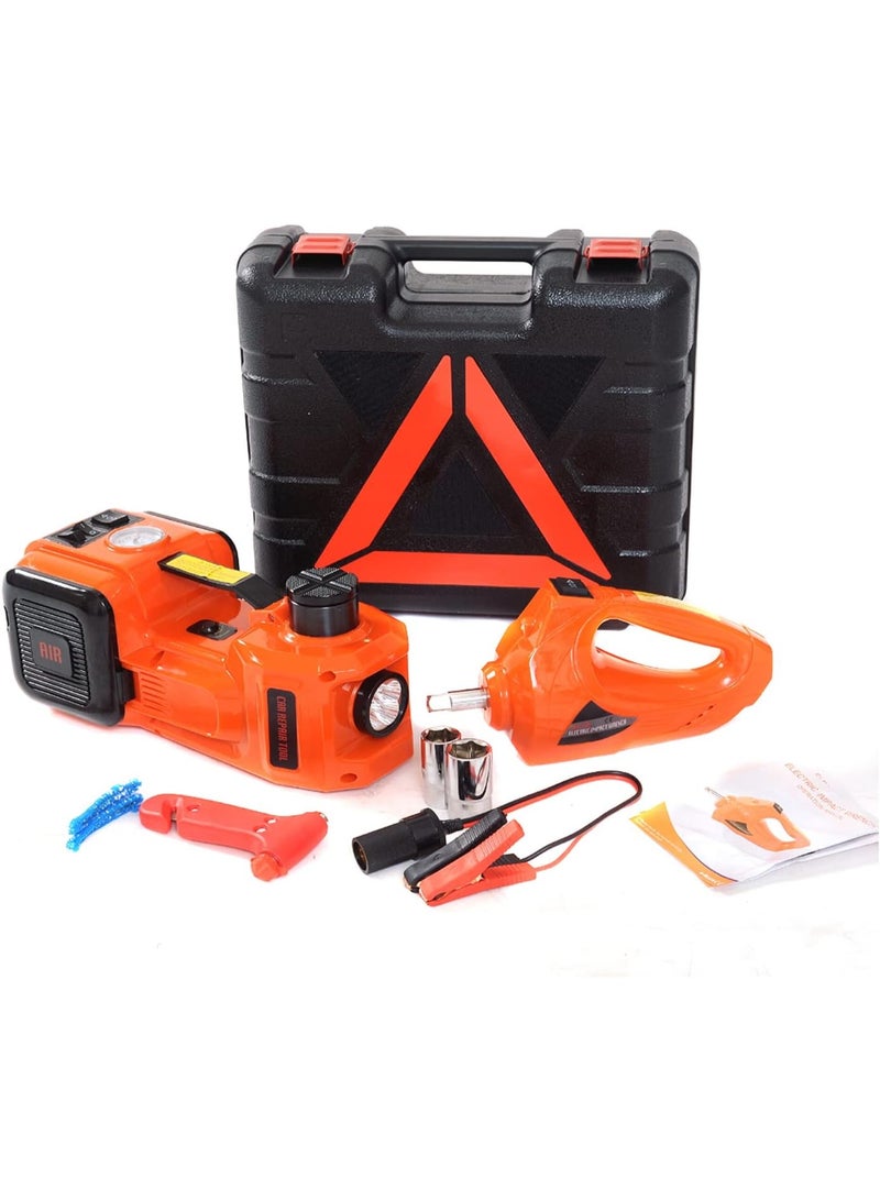 Car Jack Hydraulic 12V Electric Car Jack Kit 5 Ton (11000lbs) 145-450mm Portable Car Jack Kit Electric for SUV Auto Roadside Emergency Tool Kit with Lug Wrench Air Compressor Multifunctional - Image 2