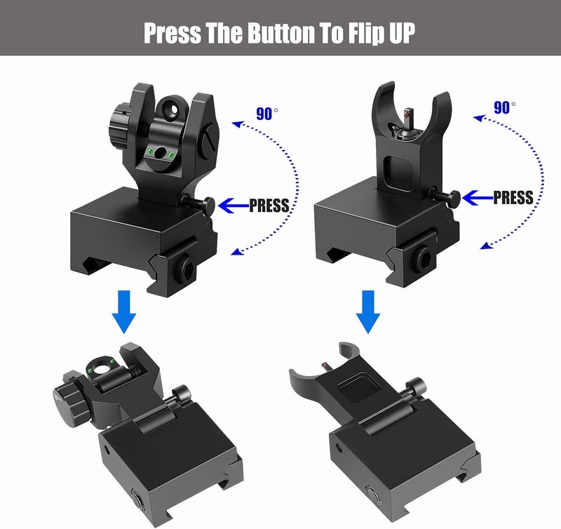 Marmot Flip Up Sight Full Metal Iron Sight & Fiber Flip Up Sights CQB & Precise Mode Gun Sights Rifle Sights - Image 5