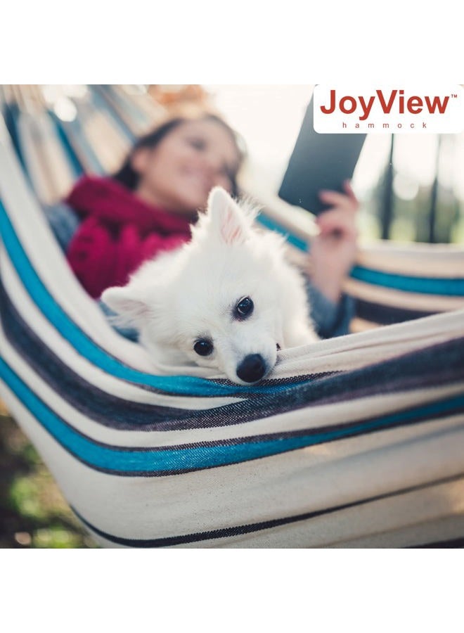 JoyView Brazilian Hammock for Single Preson Portable Hammock with Hanging Ropes & Carry Bag Large 78.8x39.4” Cotton Hammock for Patio 300LBS Capacity Perfect for Outdoor/Indoor - Color Stripes - Image 5