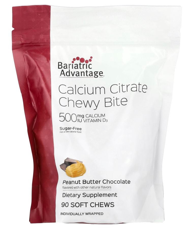 Bariatric Advantage Calcium Citrate Chewy Bite Sugar-Free Peanut Butter Chocolate 90 Soft Chews