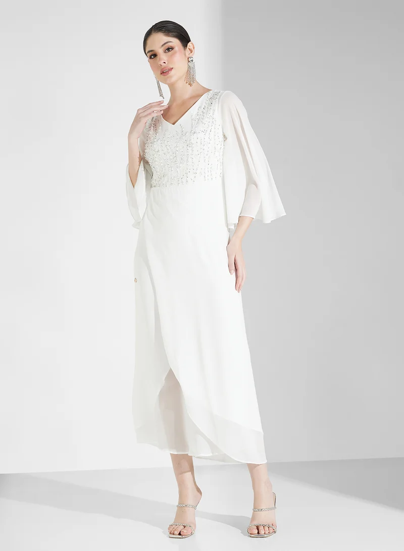 Fashion Trends by Suzy Matar Embellished Chiffon Dress