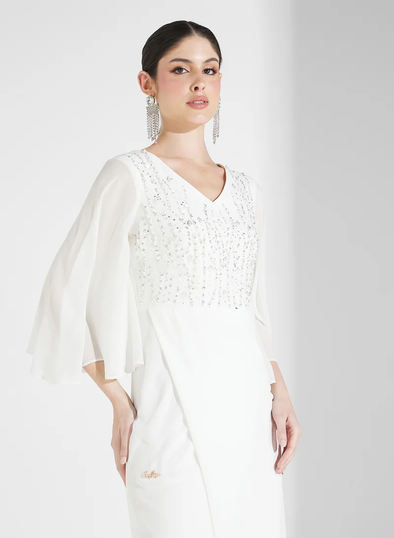 Fashion Trends by Suzy Matar Embellished Chiffon Dress