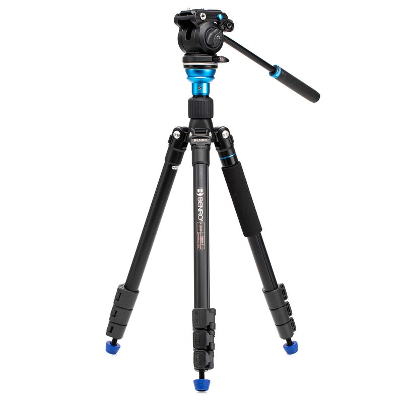 Benro Aero 2 PRO Aluminum Travel Video Tripod Converts to Monopod Flip Leg Locks Leveling Column and S2PRO Video Head A1883FS2PRO