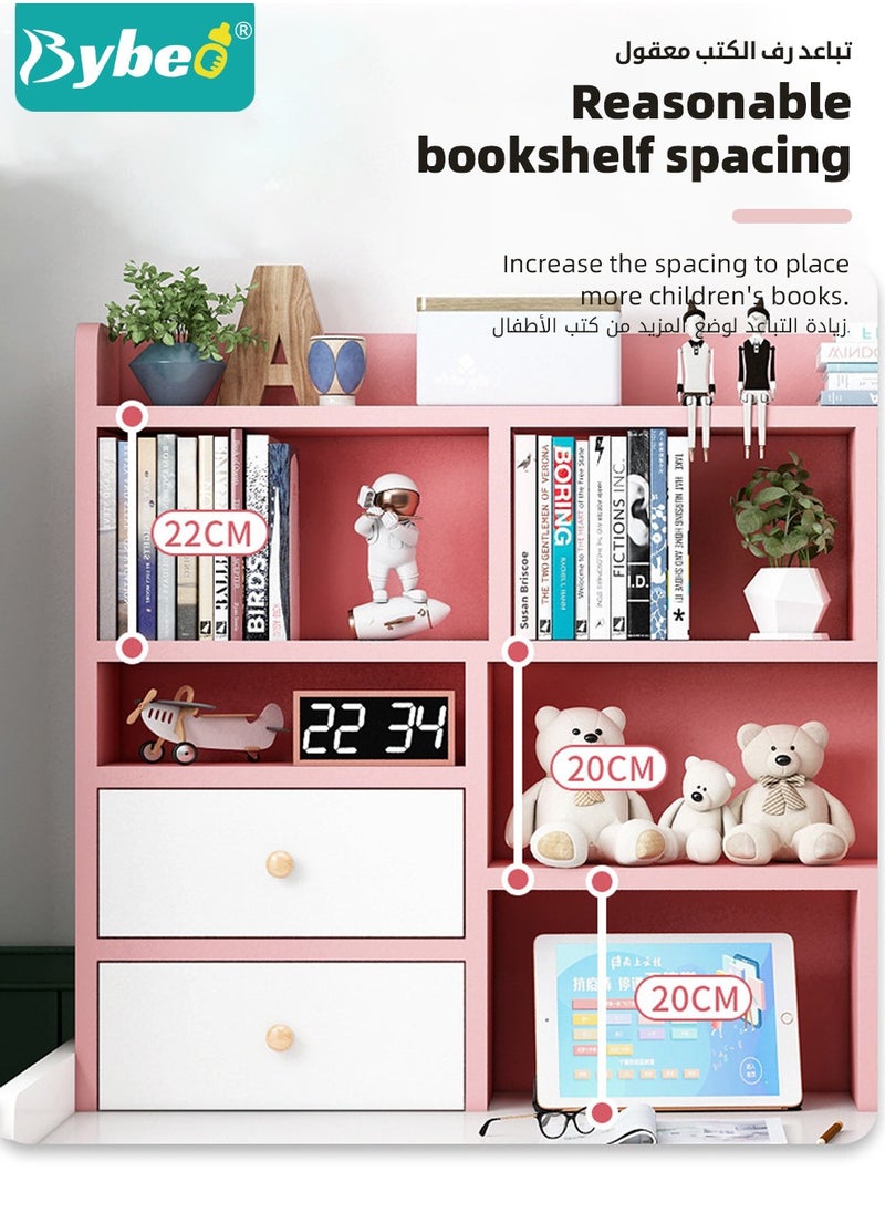 Bybeo - Kids Desks, Kid Study Table, Adjustable Lifting Height Children Desk, Multifunctional Children's Reading Activity Desk, with Multi-Tier Large-Capacity Bookshelf, for Student Write Study, 120x150x50cm - Image 1