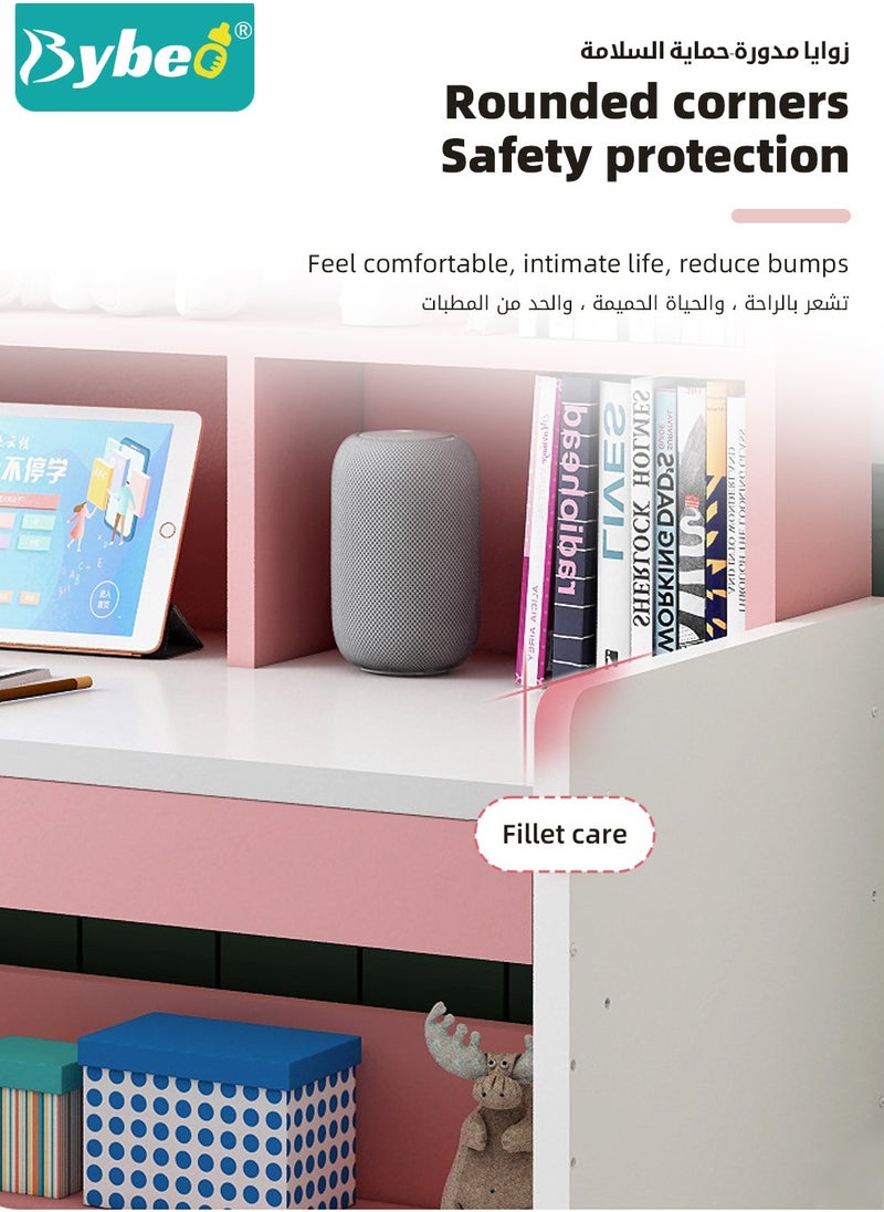 Bybeo - Kids Desks, Kid Study Table, Adjustable Lifting Height Children Desk, Multifunctional Children's Reading Activity Desk, with Multi-Tier Large-Capacity Bookshelf, for Student Write Study, 120x150x50cm - Image 1