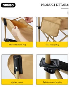 DUNISO Collapsible Camping Chair, Outdoor Folding Chair with Storage Bag, Durable Fishing Chair with Side Pockets, Lightweight Beach Chair With Handle, Portable Chair for Fishing, Camping, Picnics, BBQs, Beach & Outdoor Activities  - Image 3
