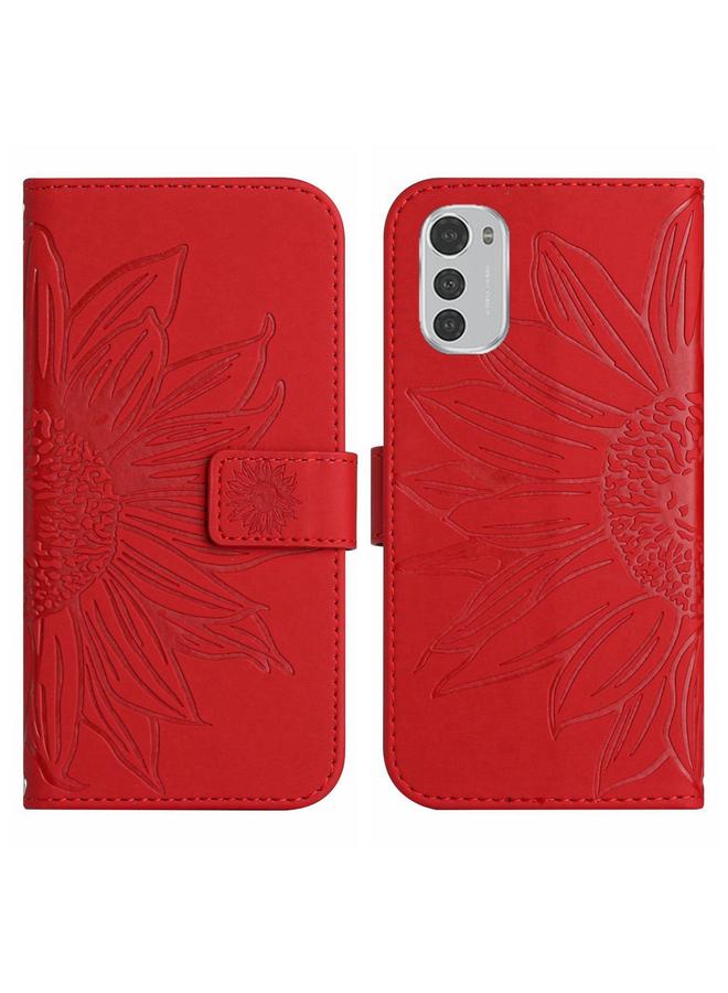 S-TOP Case For Motorola Moto E32/E32S Skin Feel Sun Flower Pattern Flip Leather Phone Case with Lanyard - Image 2
