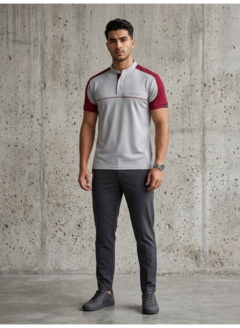 Hikes Men’s Premium Polo T-Shirt Chinese Collar Slim Fit Stretch Fabric – Breathable Casual Wear - Image 1