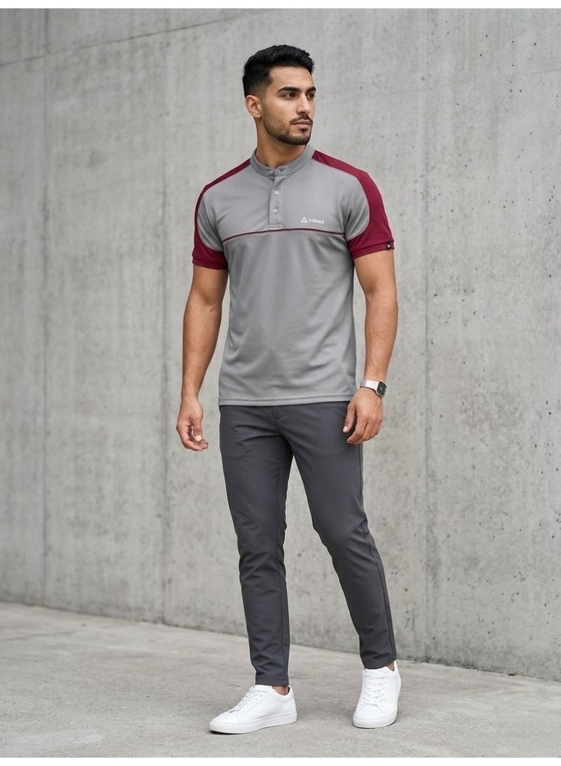 Hikes Men’s Premium Polo T-Shirt Chinese Collar Slim Fit Stretch Fabric – Breathable Casual Wear - Image 4