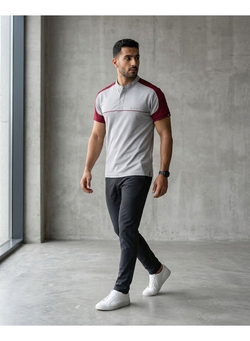 Hikes Men’s Premium Polo T-Shirt Chinese Collar Slim Fit Stretch Fabric – Breathable Casual Wear - Image 3