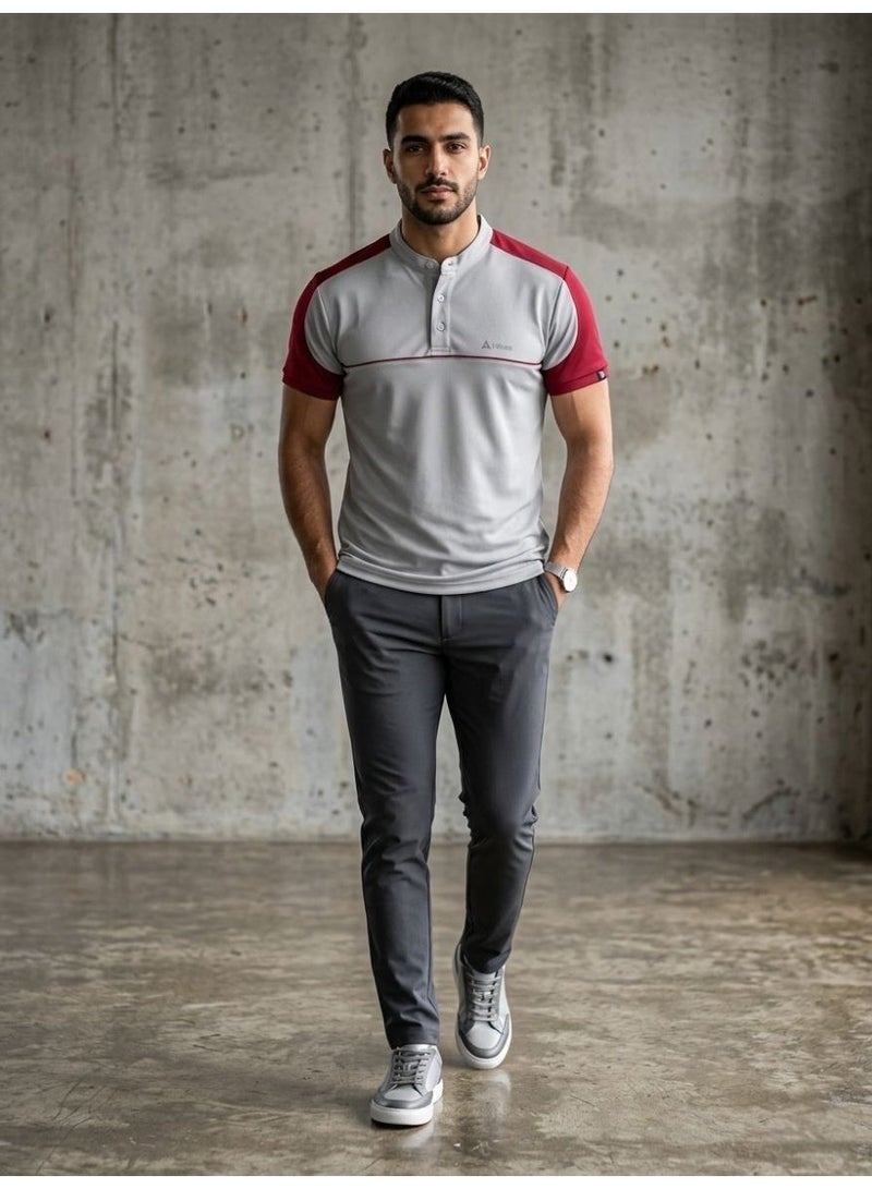 Hikes Men’s Premium Polo T-Shirt Chinese Collar Slim Fit Stretch Fabric – Breathable Casual Wear - Image 2
