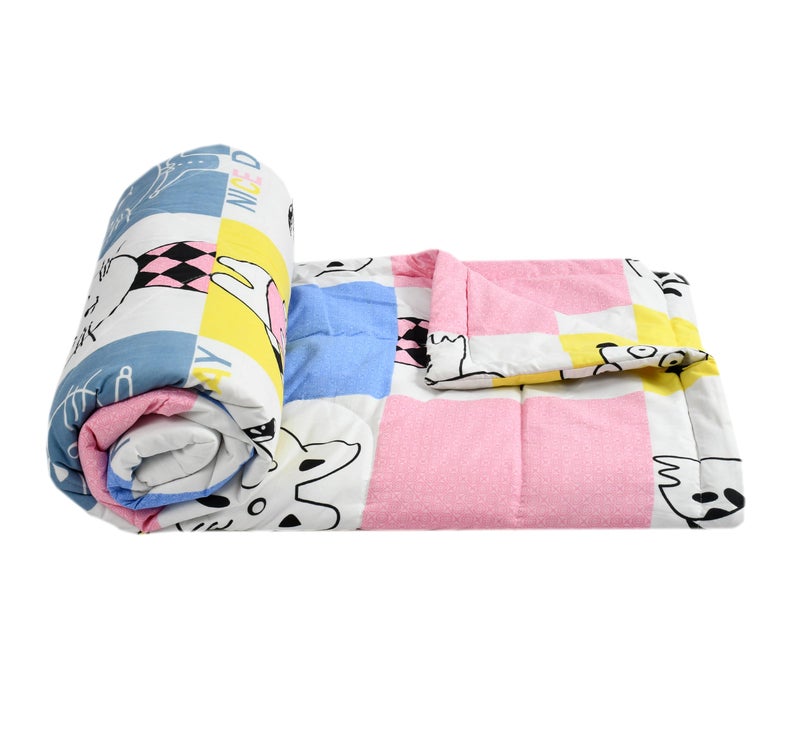 FRESH FROM LOOM All Seasons Collection Kids Cartoon Printed Double Bed Blanket | Glace Cotton Soft Children Comforters | Dohar for Kid Boys & Girls | (90x100 Inches | King Size | Aqua Pink) | TC - 144 - Image 1