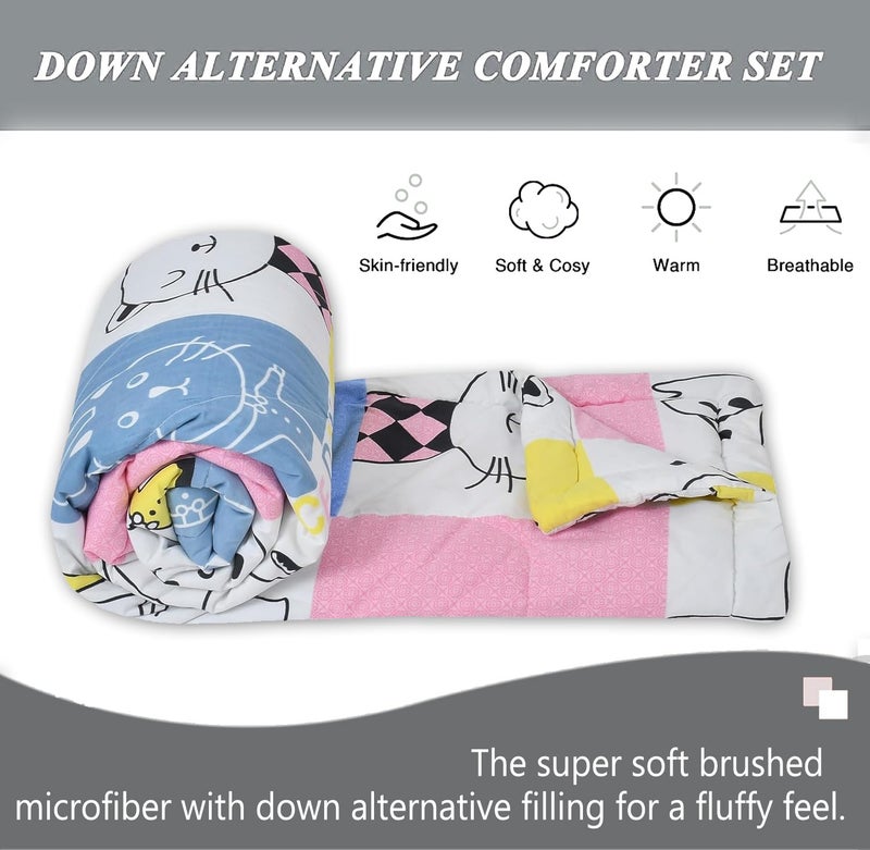 FRESH FROM LOOM All Seasons Collection Kids Cartoon Printed Double Bed Blanket | Glace Cotton Soft Children Comforters | Dohar for Kid Boys & Girls | (90x100 Inches | King Size | Aqua Pink) | TC - 144 - Image 5