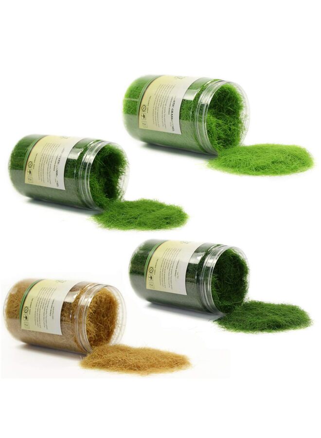 4 x 80G Mixed 8mm Static Grass Terrain Powder Green Fake Grass Fairy Garden Miniatures Landscape Artificial Sand Table Model Railway Layout - Image 1