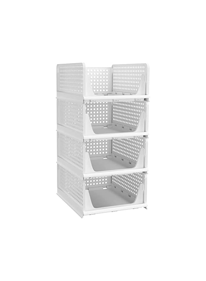 Green Tiger Wardrobe Clothes Organizer, Closet Storage Basket Stackable, 2/4 Pack Fold Pull Out Drawer Divider Expandable for Cabinet Cupboard Kitchen Bathroom Office (Drawer A-Large) - Image 1