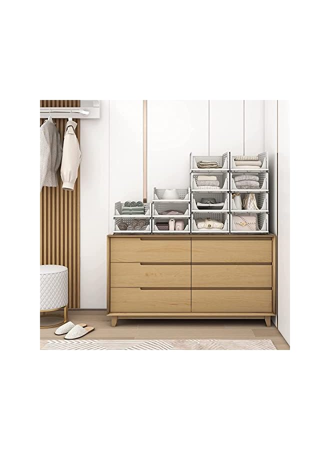 Green Tiger Wardrobe Clothes Organizer, Closet Storage Basket Stackable, 2/4 Pack Fold Pull Out Drawer Divider Expandable for Cabinet Cupboard Kitchen Bathroom Office (Drawer A-Large) - Image 4