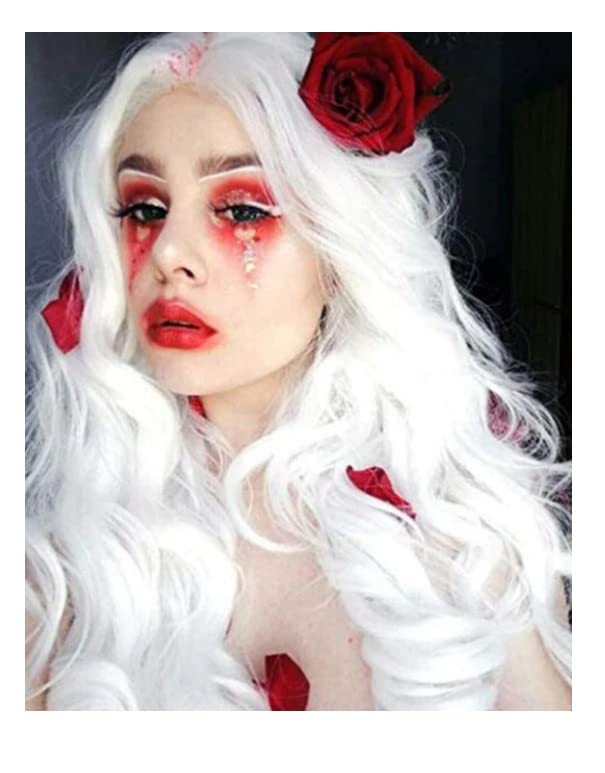 Krisah 165 grams 24 inch Wavy Long Hair Wig Accessories Artificial Hair for Cosplay/Photo Shop Party Props/Fun Hair for Dressing (White) - Image 3