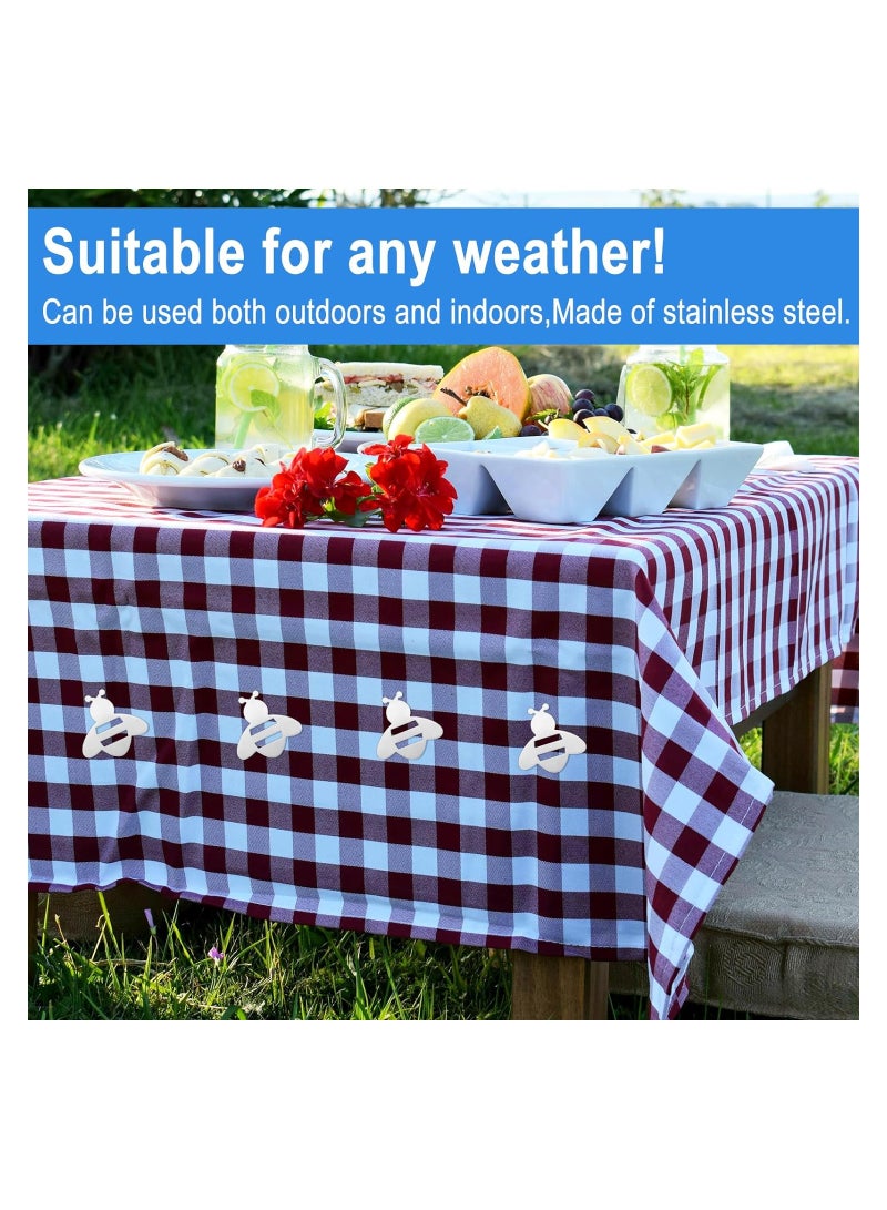 KASTWAVE Magnetic Tablecloth Clips, 12 Pcs Bee Stainless Tablecloth Pendant, Picnic Tablecloth Clips Windproof Tablecloth Pendant for Outdoor Picnic Family Dinner Wedding Party - Image 2