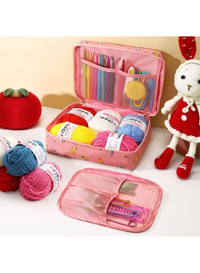 مجموعات الكروشيه للمبتدئين البالغين، تتضمن مجموعة أدوات الحياكة للمبتدئين خطافات كروشيه معدنية مقاس 0.6-6.0 مم، وصوف، وحقيبة وإكسسوارات الحياكة، ومجموعة خطافات كروشيه للأطفال، ومجموعة أدوات كروشيه للمبتدئين (وردي) - Image 3