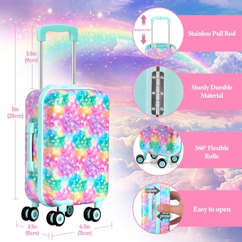 ARTST 18 inch Doll Clothes Accessories Girl Suitcase Luggage Travel Set-Doll Clothing Hat Handbag Sunglasses Camera Computer Passport Cell Phone for Christmas Birthday(NO Doll) - Image 3