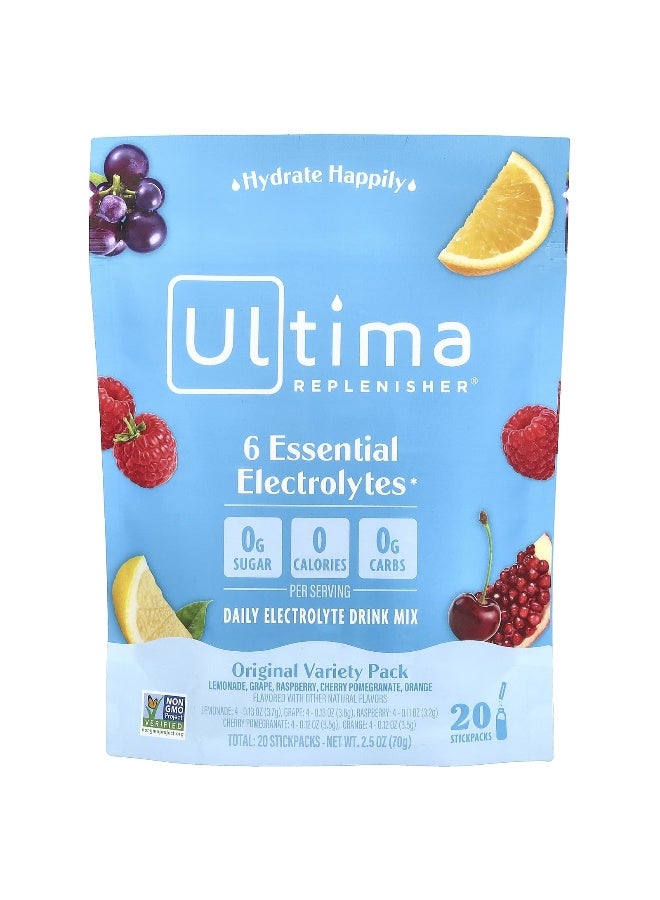 Ultima Replenisher Ultima Replenisher, 6 Essential Electrolytes, Daily Electrolyte Mix, Variety Pack, 20 Stickpacks