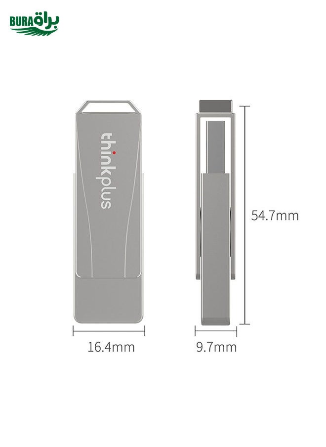 BURAQ - Lenovo Thinkplus USB 3.0 Rotating Flash Drive, Memory:256GB(Silver) - Image 1