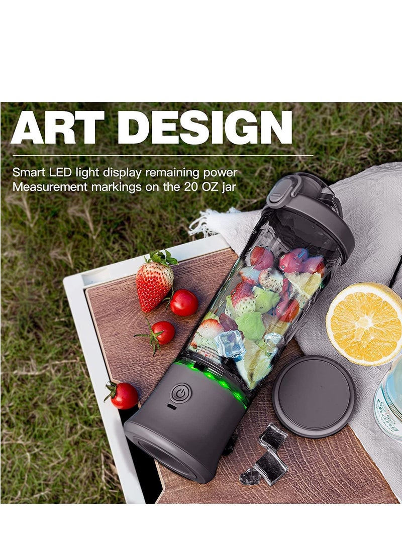 SYOSI SYOSI Portable Blender, Shakes and Smoothies Waterproof Blender for Sports, Travel and Outdoors, Mini Blender USB Rechargeable with 20 oz BPA Free Blender Cups with Travel Lid - Image 3