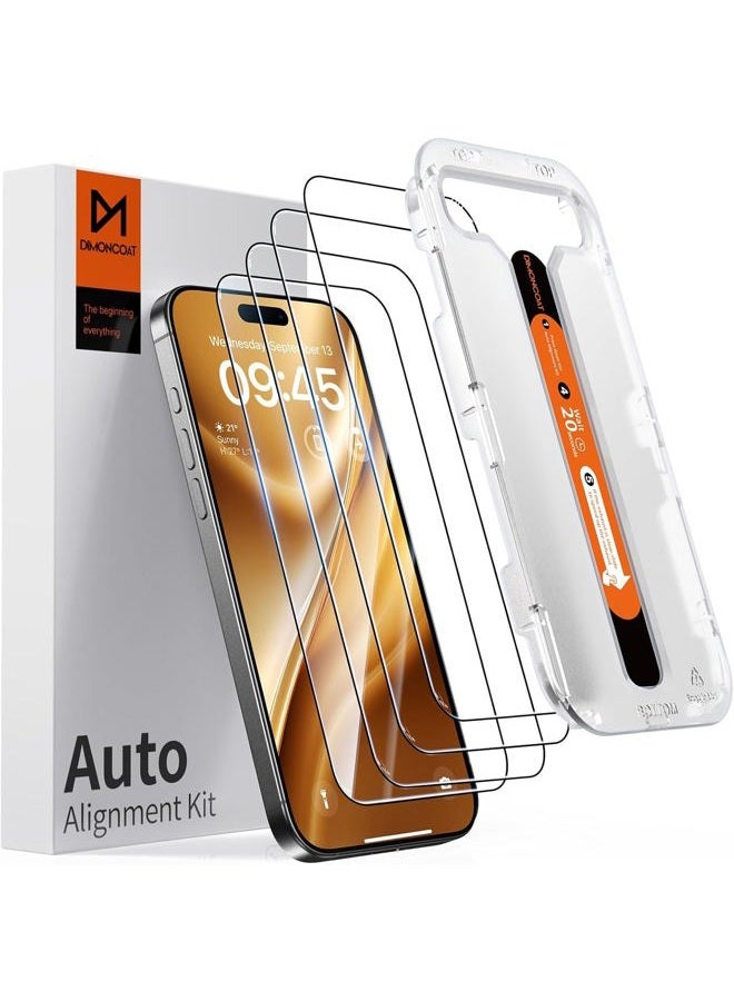 DIMONCOAT 4-Pack TOP 9H+ Glass for iPhone 16 Pro Screen Protector 6.3"[Auto Alignment Kit] [10X Military Protection] UNBREAK Tempered Glass Flim for iPhone 16 Pro 6.3 inch Case-Friendly - Image 1