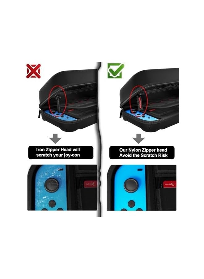 بروماس حافظة سويتش متوافقة مع نينتندو سويتش/سويتش أوليد - حقيبة حمل تحتوي على 20 خرطوشة ألعاب، حافظة حماية صلبة للسفر لوحدة تحكم نينتندو سويتش وملحقاتها، أسود - Image 5