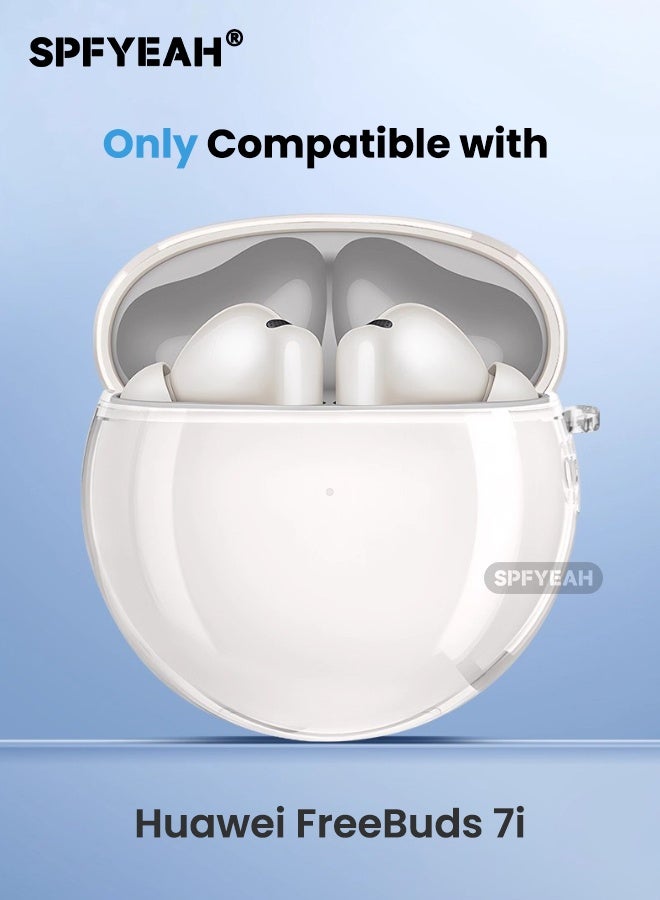 SPFYEAH Huawei FreeBuds 7i Case, Soft TPU Crystal Clear Case with Keychain Ring & Cleaner kit, Shockproof Protective Cover for Huawei FreeBuds 7i (2025), Clear - Image 2