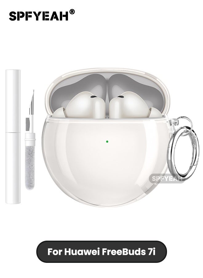 SPFYEAH Huawei FreeBuds 7i Case, Soft TPU Crystal Clear Case with Keychain Ring & Cleaner kit, Shockproof Protective Cover for Huawei FreeBuds 7i (2025), Clear - Image 1