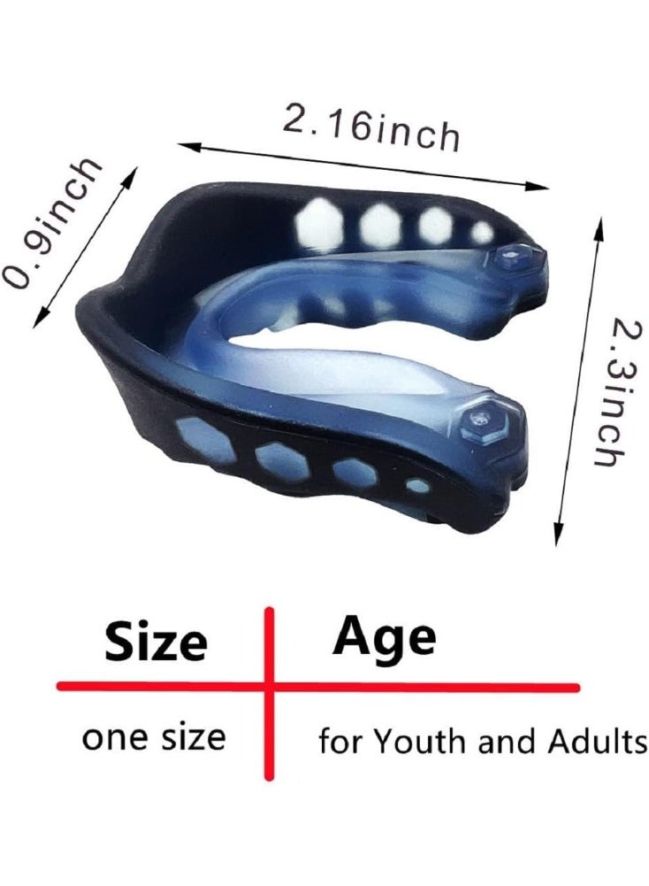 موثوقية التنبؤ واقي الفم لكرة القدم 4 قطع، واقي الفم الرياضي لكرة القدم، واقي الفم الرياضي لكرة القدم للشباب مع واقيات الفم بحزام للرياضيين الشباب والكبار، الملاكمة، اللاكروس والهوكي - Image 2