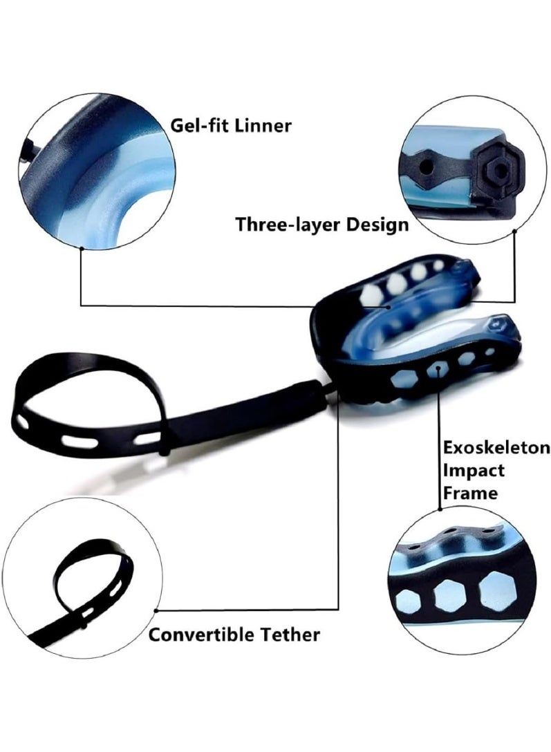 موثوقية التنبؤ واقي الفم لكرة القدم 4 قطع، واقي الفم الرياضي لكرة القدم، واقي الفم الرياضي لكرة القدم للشباب مع واقيات الفم بحزام للرياضيين الشباب والكبار، الملاكمة، اللاكروس والهوكي - Image 3