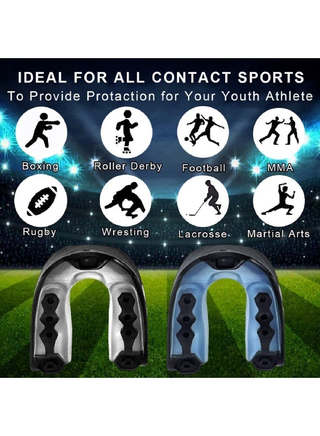 موثوقية التنبؤ واقي الفم لكرة القدم 4 قطع، واقي الفم الرياضي لكرة القدم، واقي الفم الرياضي لكرة القدم للشباب مع واقيات الفم بحزام للرياضيين الشباب والكبار، الملاكمة، اللاكروس والهوكي - Image 4