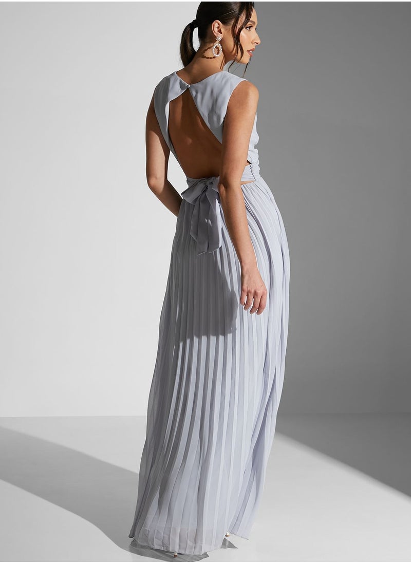 Chi-Chi London - V-Neck Pleated Dress - Image 1