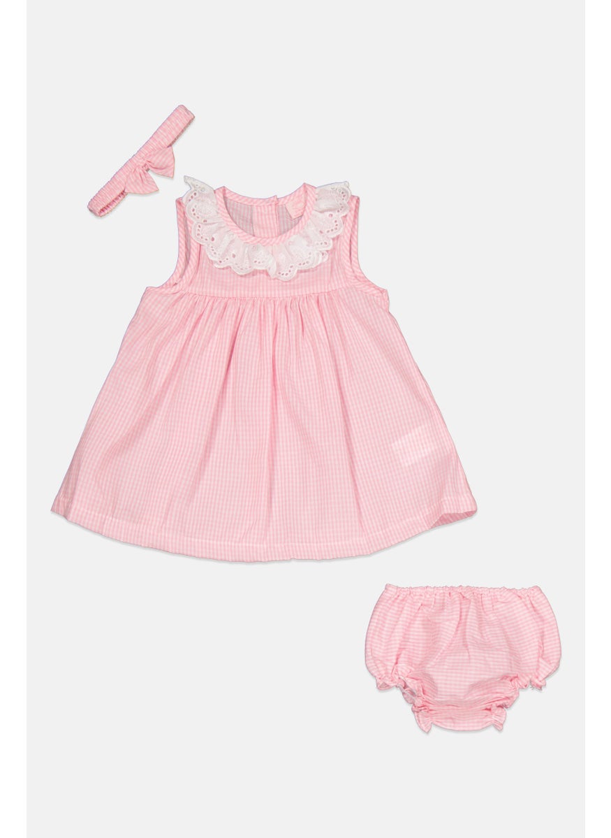Rock-A-Bye Baby Boutique Toddlers Girl 3 Pcs Dress And Panty With Head Wraps Set, Pink  - Image 1
