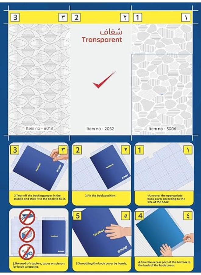 Maxi Self Adhesive Book Covering with Clear 34x37 Centimetre. [Pack of 20] Waterproof Plastic Clear Book Covers - Image 4