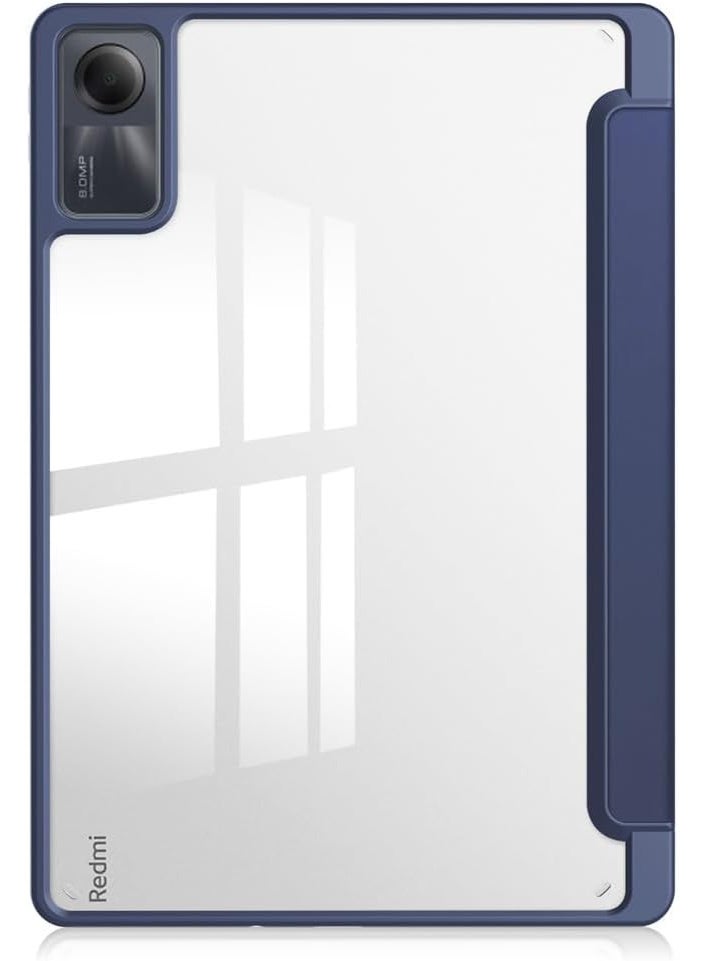 Redmi Pad SE 11" Case, Clear Back Transparent with Pen Holder, Redmi Pad se Cover, Tablet Case with Auto Sleep Function, Trifold Stand, Shockproof, Lightweight (Redmi Pad SE, Dark Blue) - Image 2