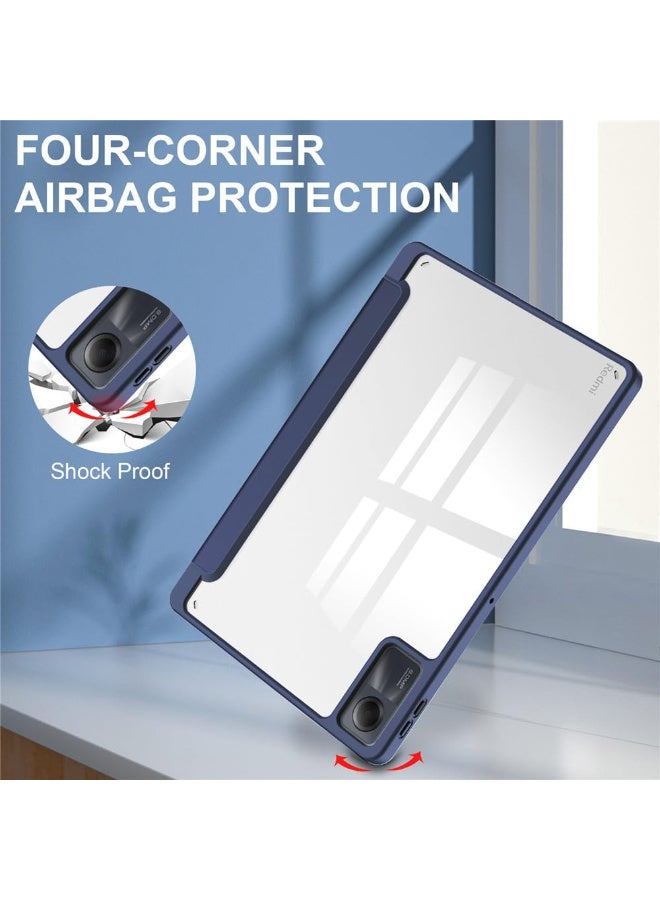 Redmi Pad SE 11" Case, Clear Back Transparent with Pen Holder, Redmi Pad se Cover, Tablet Case with Auto Sleep Function, Trifold Stand, Shockproof, Lightweight (Redmi Pad SE, Dark Blue) - Image 3