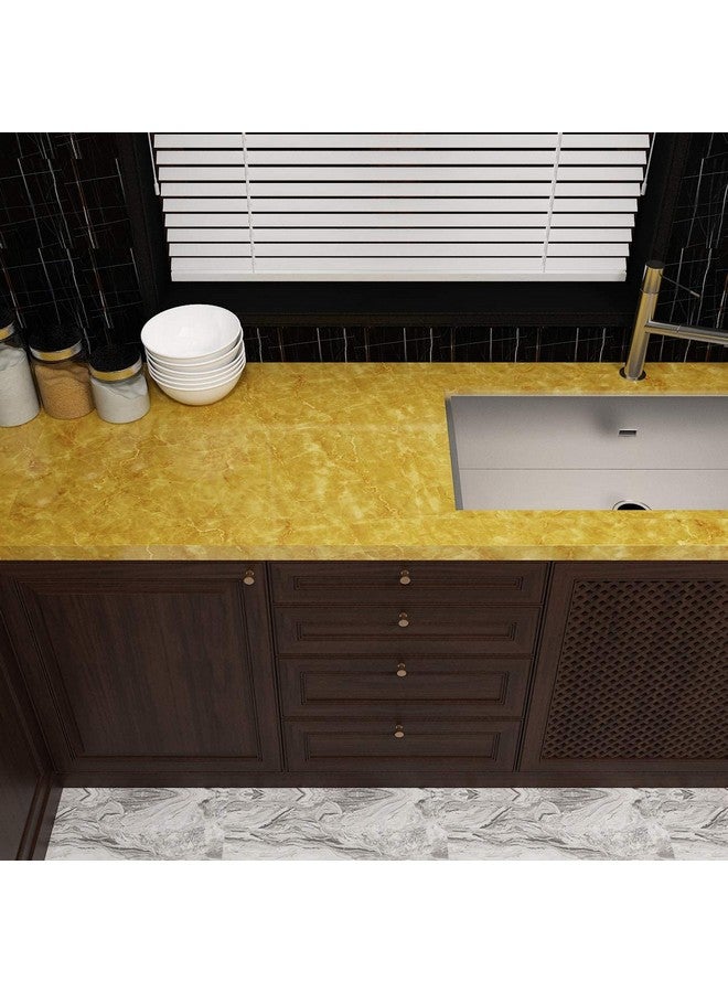 ويسدم ورق حائط رخامي أصفر WISDOM™ مقاس 12 بوصة × 60 بوصة قابل للتقشير واللصق ورق اتصال رخامي لأسطح العمل ورق اتصال ذاتي اللصق مقاوم للماء من الفينيل لسطح العمل ورق حائط رخامي - Image 3