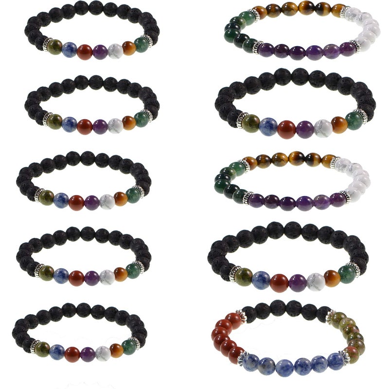 LPBeads Natural Stone Beads Box Set Kits 8mm Round Loose Gemstone Natural Amethyst Lave Stone Assorted Color with Accessories Tools for Bracelet Jewelry Making - Image 4
