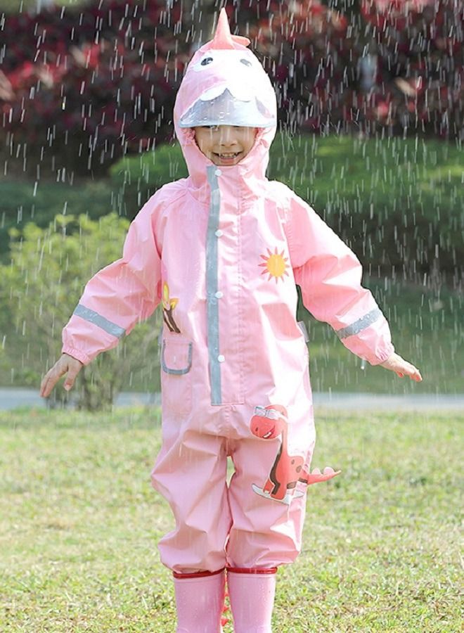 Loquat Children Dinosaur Three-Dimensional One-Piece Hooded Raincoat  - Image 2