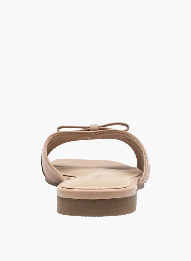 Flora Bella By Shoexpress Bow Accent Slip-On Flat Sandals