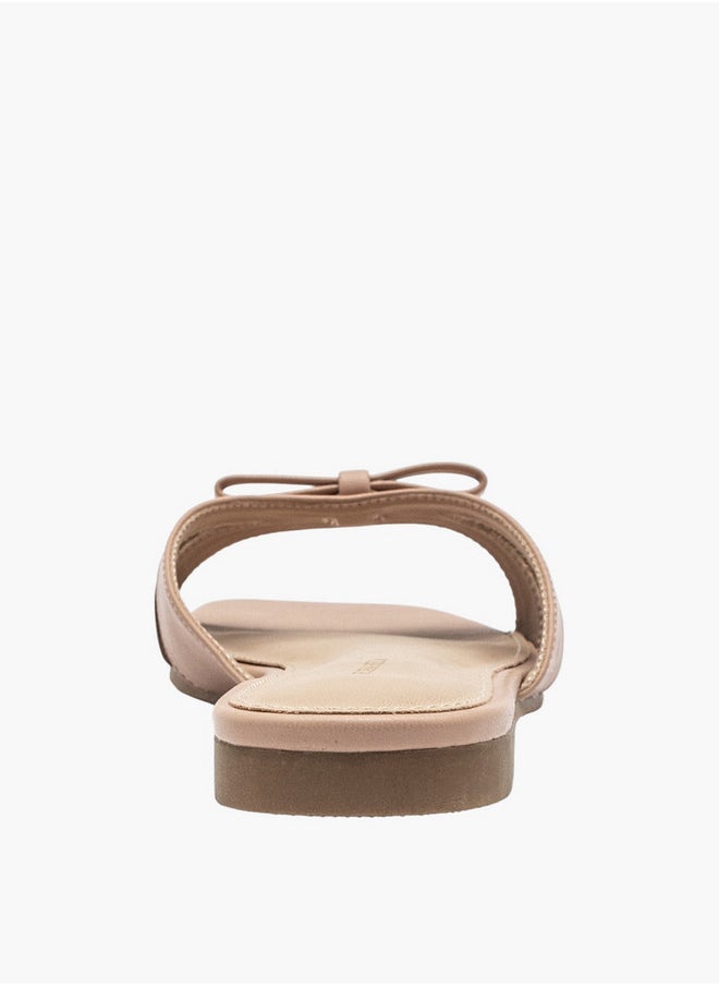 Flora Bella By Shoexpress Bow Accent Slip-On Flat Sandals  - Image 5