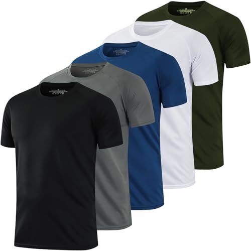HovSiyla 5 Pack Running Shirts Men Sport Tops Dry Fit Gym Wicking Athletic T Shirts Breathable Cool Workout Shirts 2XL - Image 1